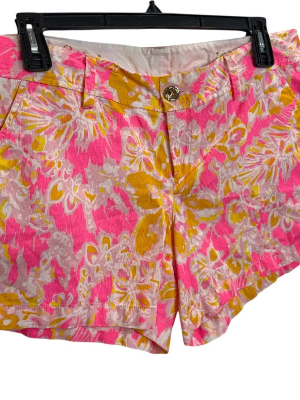 Lilly Pulitzer The Callahan Bright Pink & Yellow Floral Shorts Sz 14